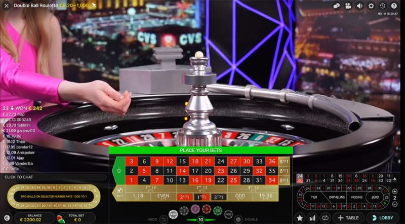 Double Ball Roulette live.